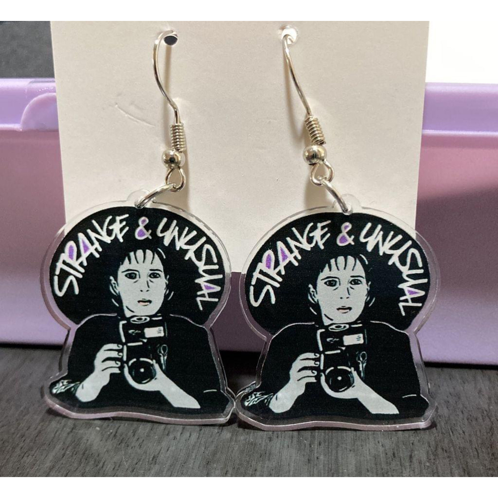 Beetlejuice Lydia strange & unusual acrylic Halloween earrings